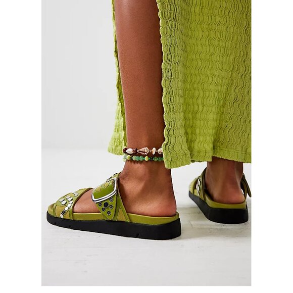 FREE PEOPLE Revelry Studded Sandals / Olive Moss - Picture 3 of 13